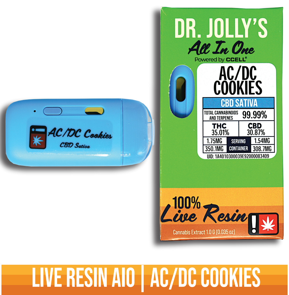 Photograph of product: 1:1 CBD AC/DC Cookies Live Resin Disposable | 1g