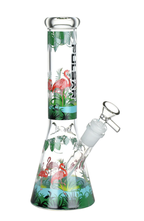 Photograph of product: Pulsar Chillin' Flamingos Glass Beaker Water Pipe
