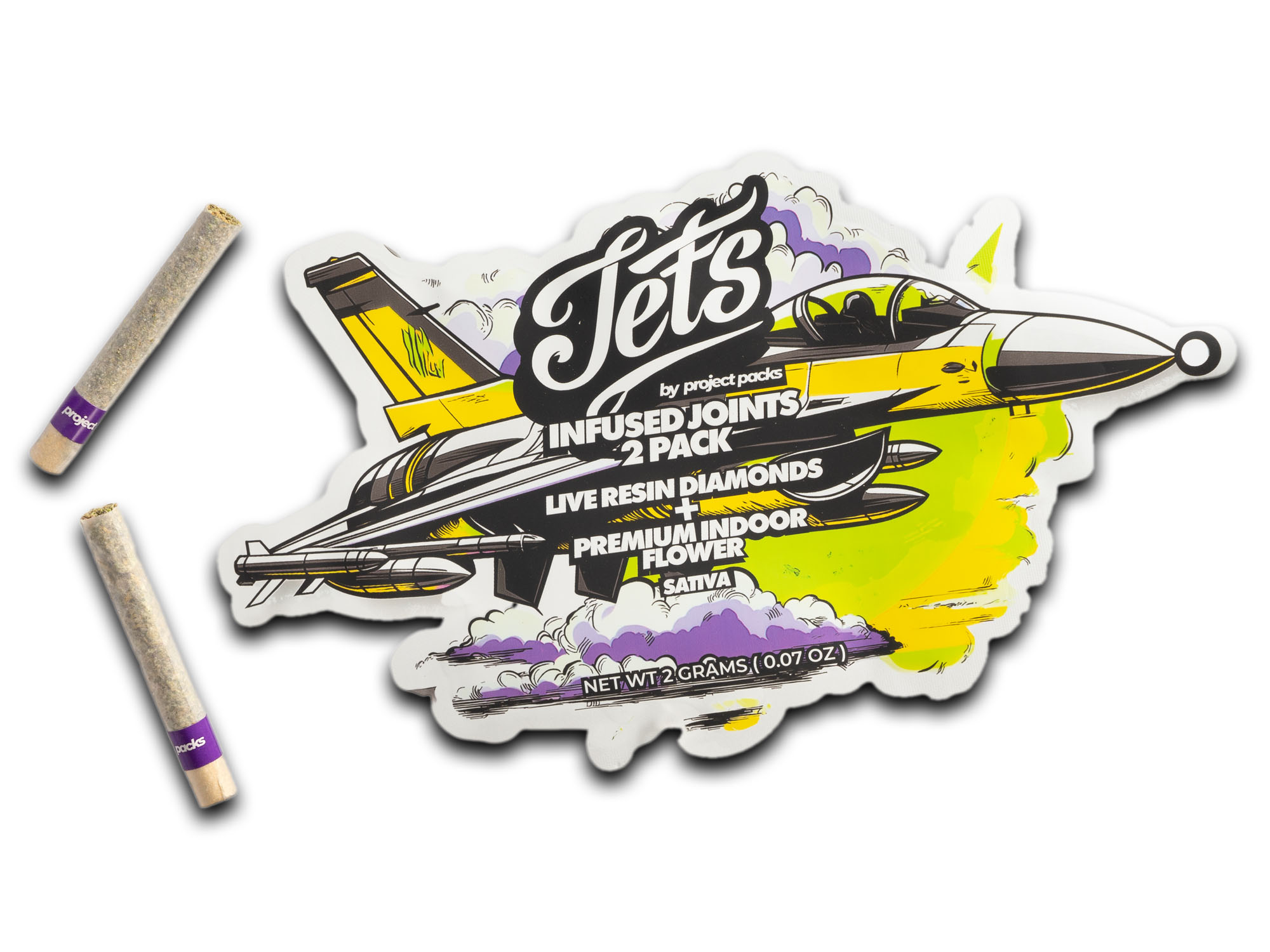 Photograph of product: Project Packs JETS LR Diamond Infused Pre-Roll (2pk) - Orange Cookies