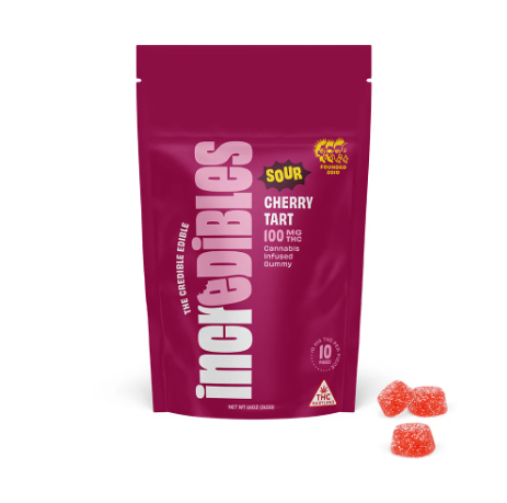 Photograph of product: Incredibles Gummy | Sour Cherry Tart | 10pk (Oui'd)