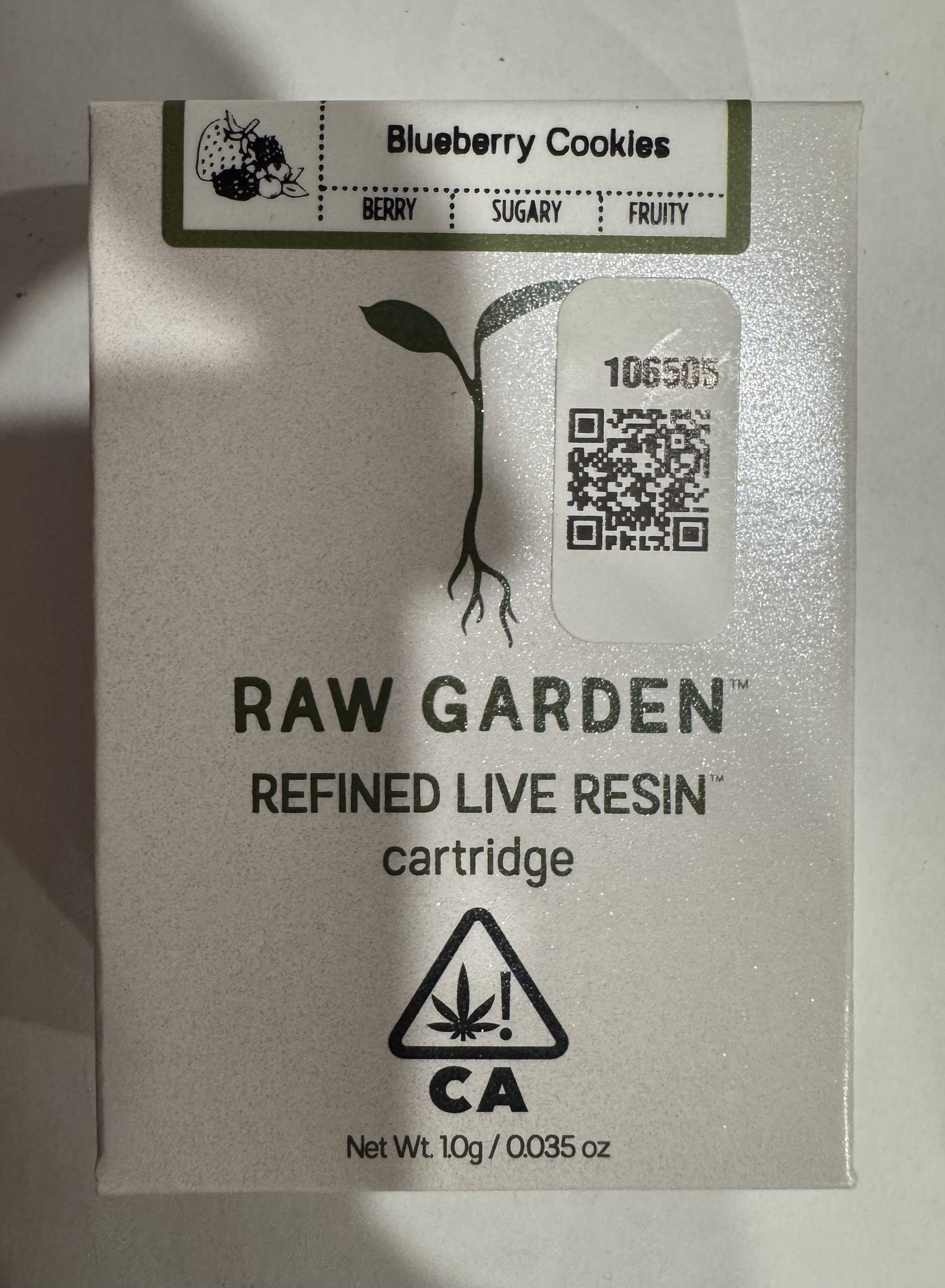 Photograph of product: BLUEBERRY COOKIES 1G CARTRIDGE - 1 G