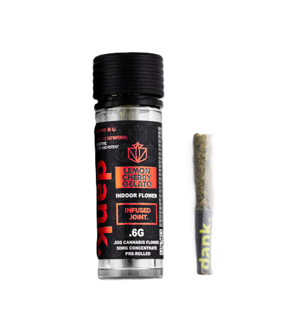 Photograph of product: Dank | Lemon Cherry Gelato | Indoor Flower Infused Pre-Roll 0.6g