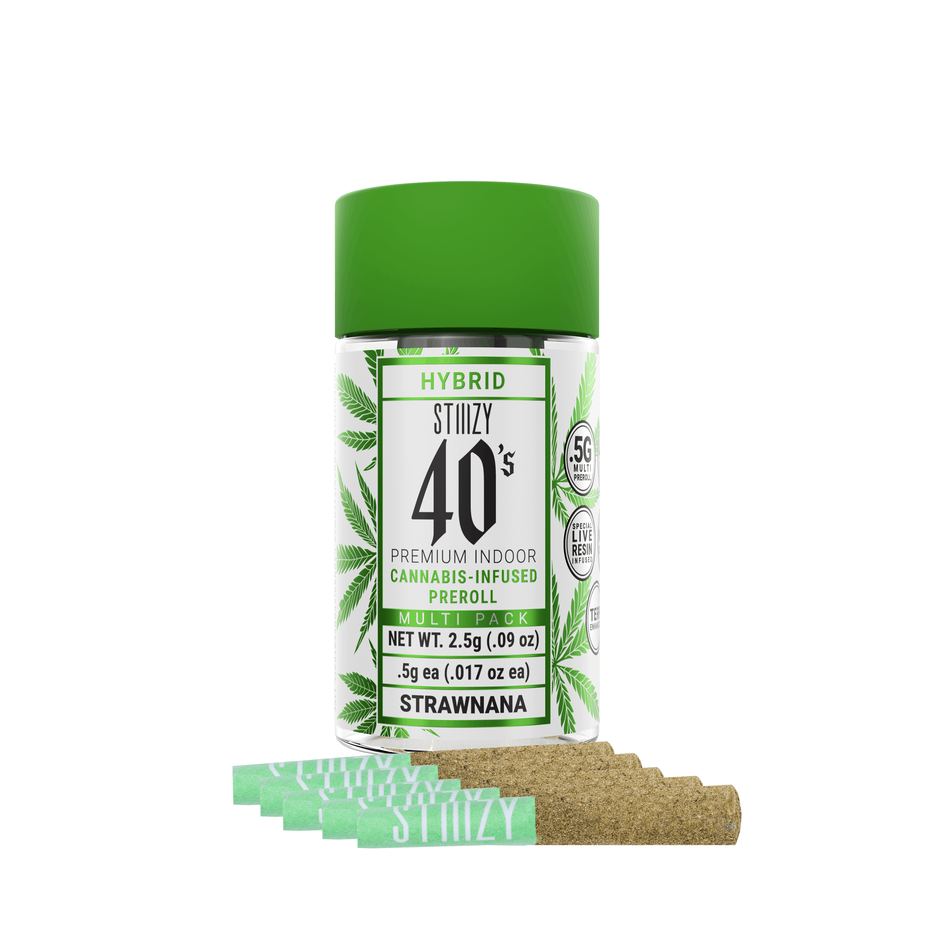 Photograph of product: STRAWNANA INFUSED 40'S PREROLL 5PK - 2.5G (FLOWER)