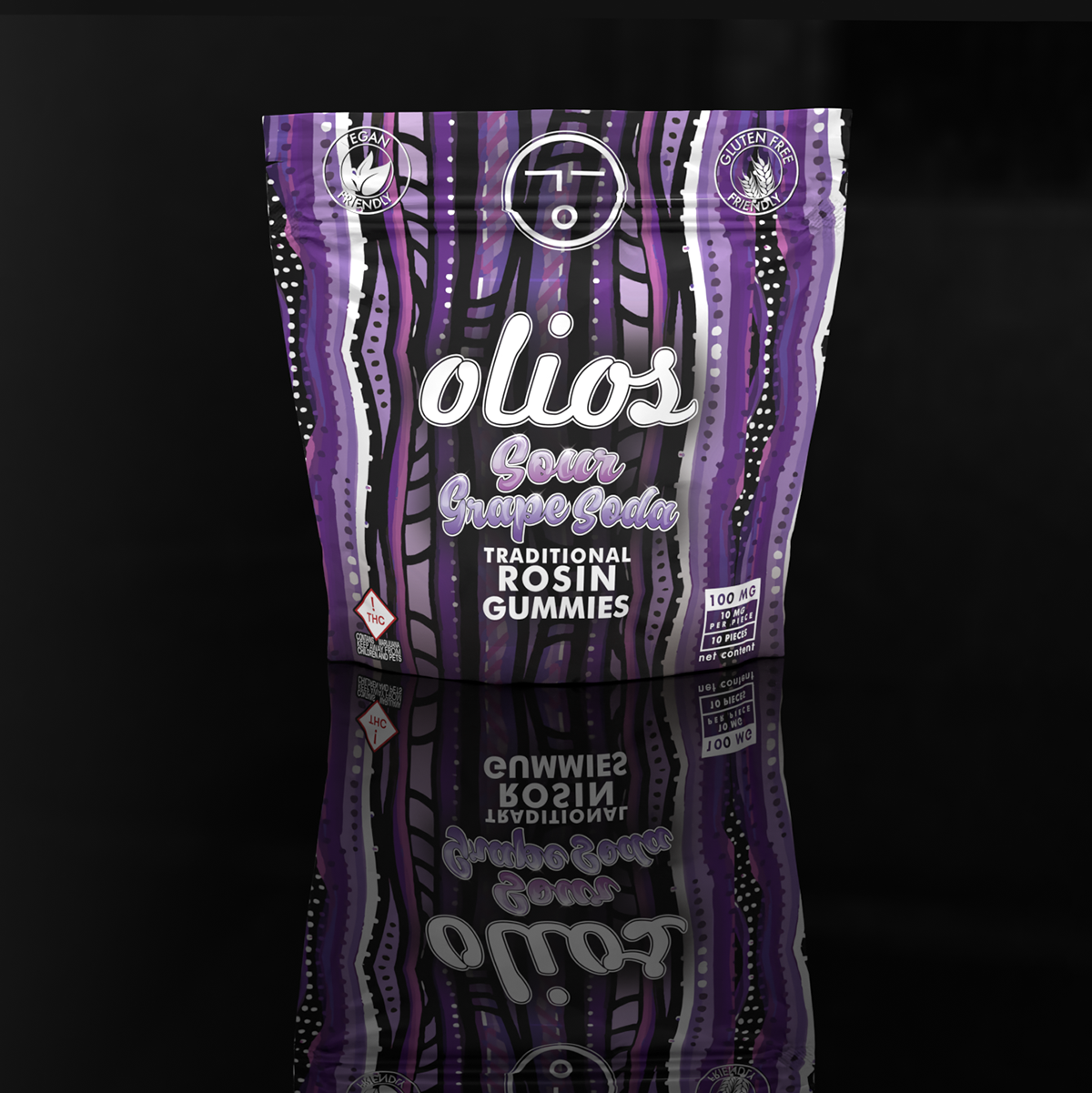 Photograph of product: Vegan Sour Grape Soda Gummies 100mg
