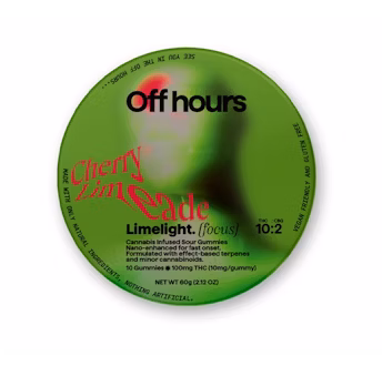 Photograph of product: Off Hours - Gummies - Cherry Limeade (Focus) - 100mg (10:2) (TH-oui:CBG)