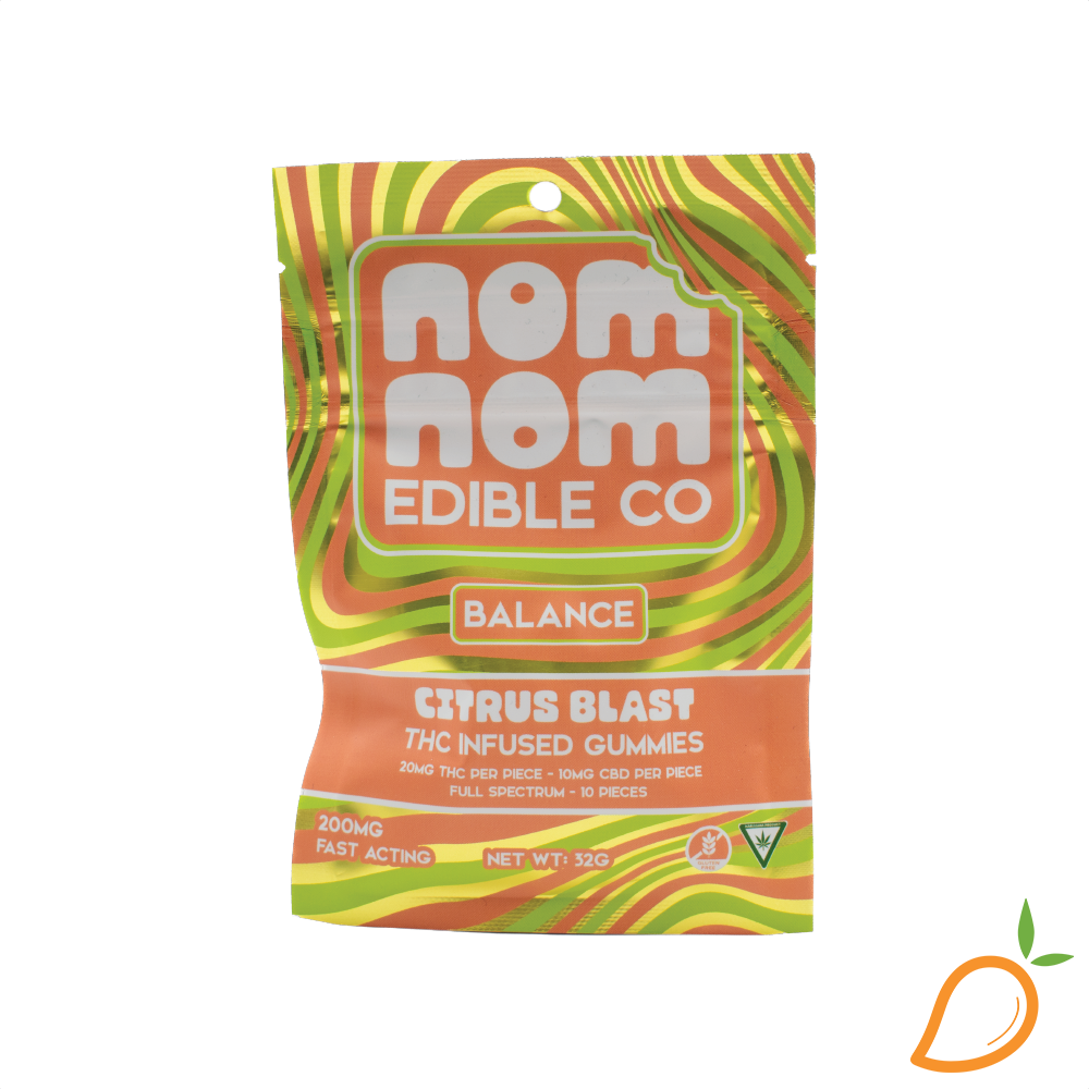 Photograph of product: 200mg 2:1 TH-oui: CBD Citrus Blast Gummies Nom Nom