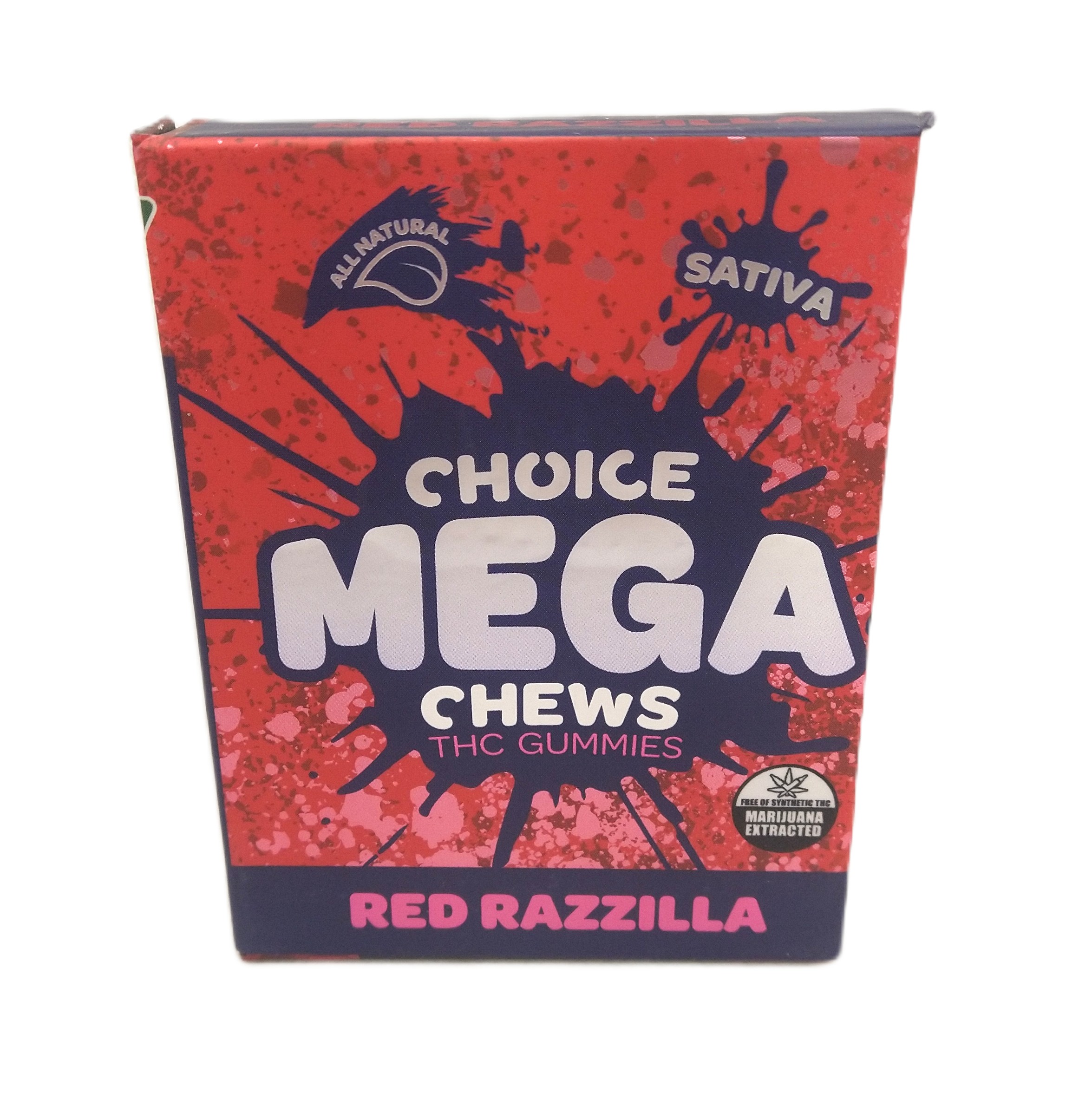 Photograph of product: Choice | Red Razzilla | Mega Chew Infused Gummy | 200mg (2pk) | Oui'd