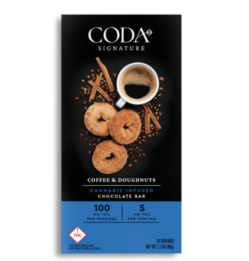 Photograph of product: Coda | Coffee & Doughnuts | Chocolate Bar | 100mg