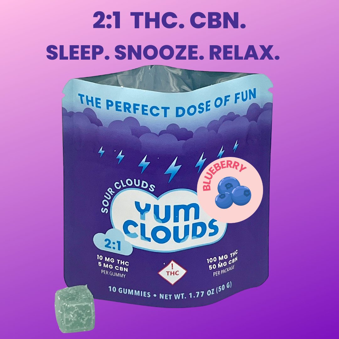 Photograph of Product: BlueBerry Indica | 100mg THC 50mg CBN  | Yum Clouds