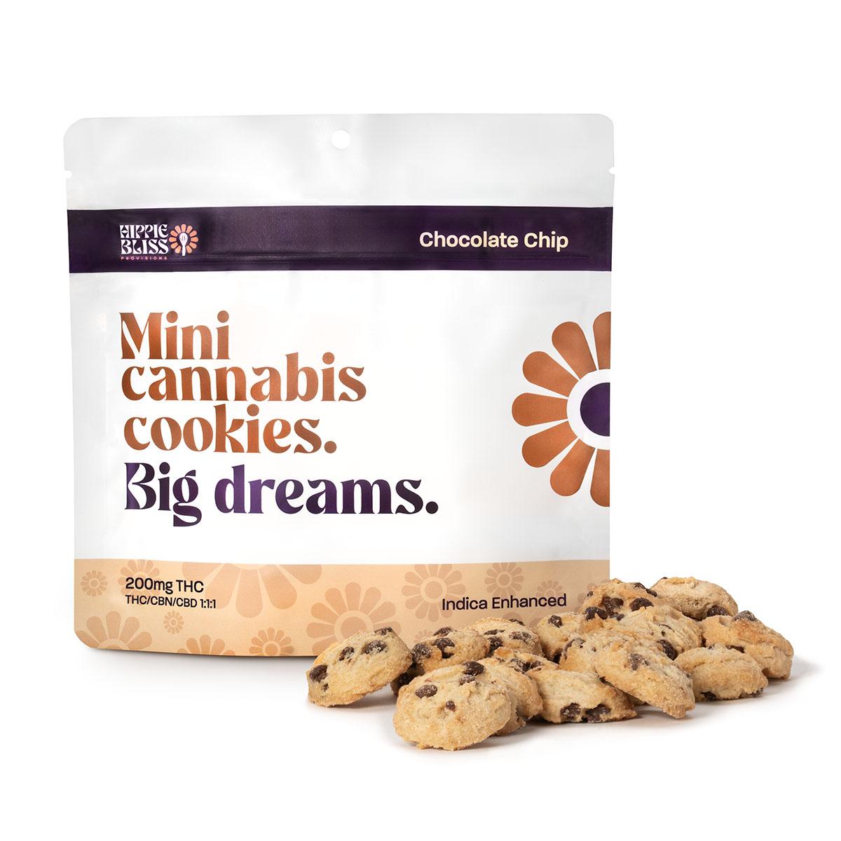 Photograph of product: Hippie Bliss | Chocolate Chip 1:1:1 TH-oui:CBD:CBN | 200mg/20pc Cookies