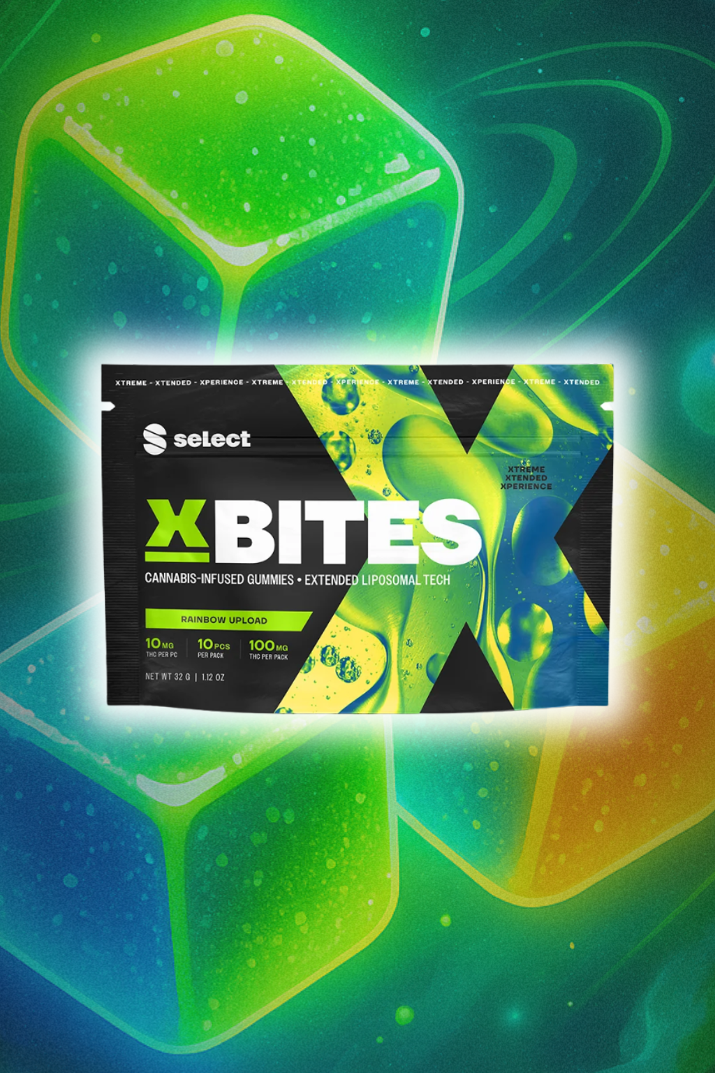 Photograph of product: Select | Rainbow Upload X Bites | Fast Acting | 100mg