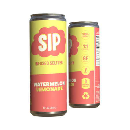 Photograph of product: Watermelon Lemonade Seltzer | 1:1 TH-oui:CBD | 5mg (H)
