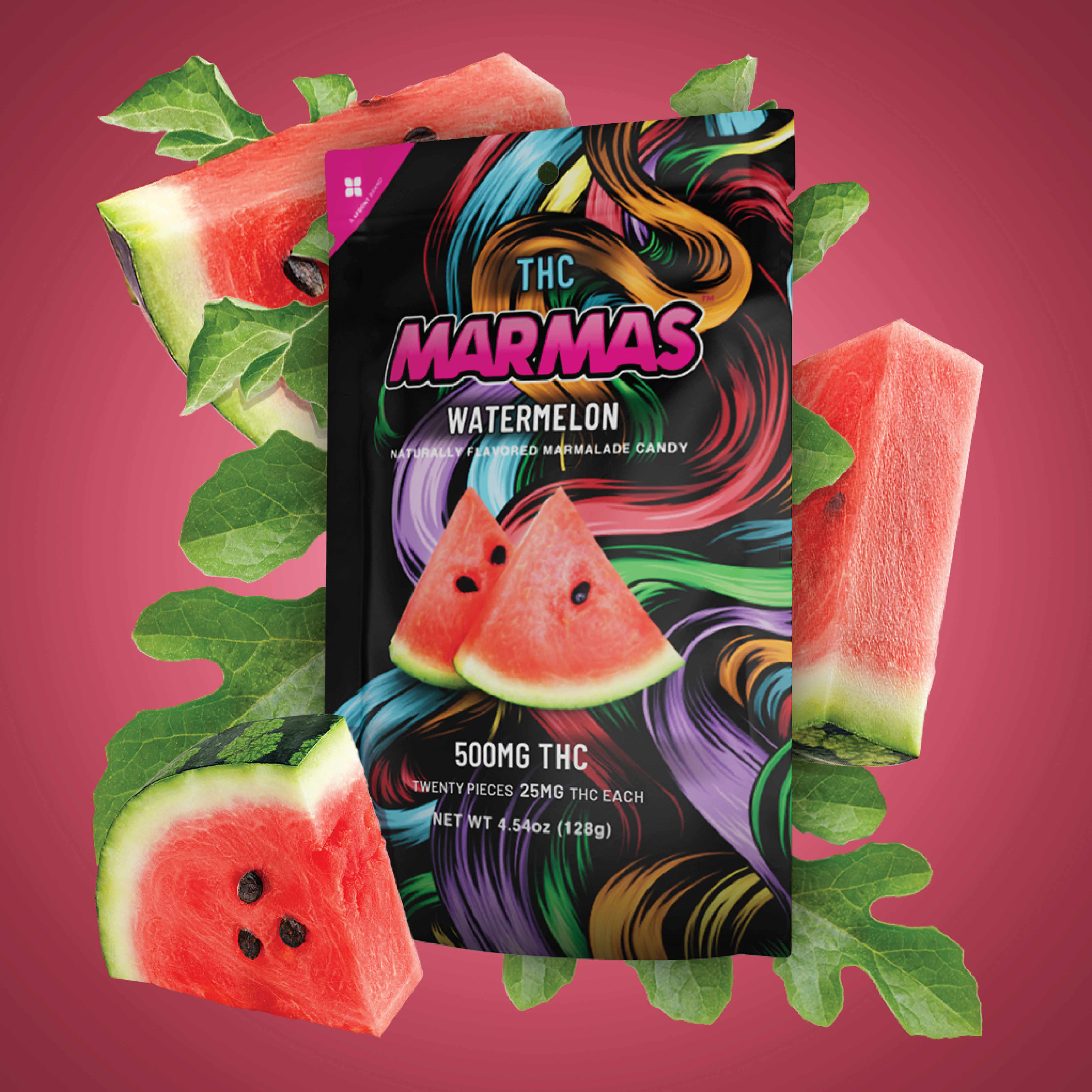 Photograph of product: Gummies | Marmas | Watermelon High Dose [20pk] [25mg each]