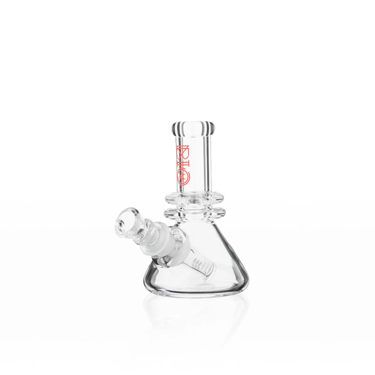 Photograph of product: BIO Glass Mini Heavy Duty Colored Logo Beaker Water Pipe 5" - Red