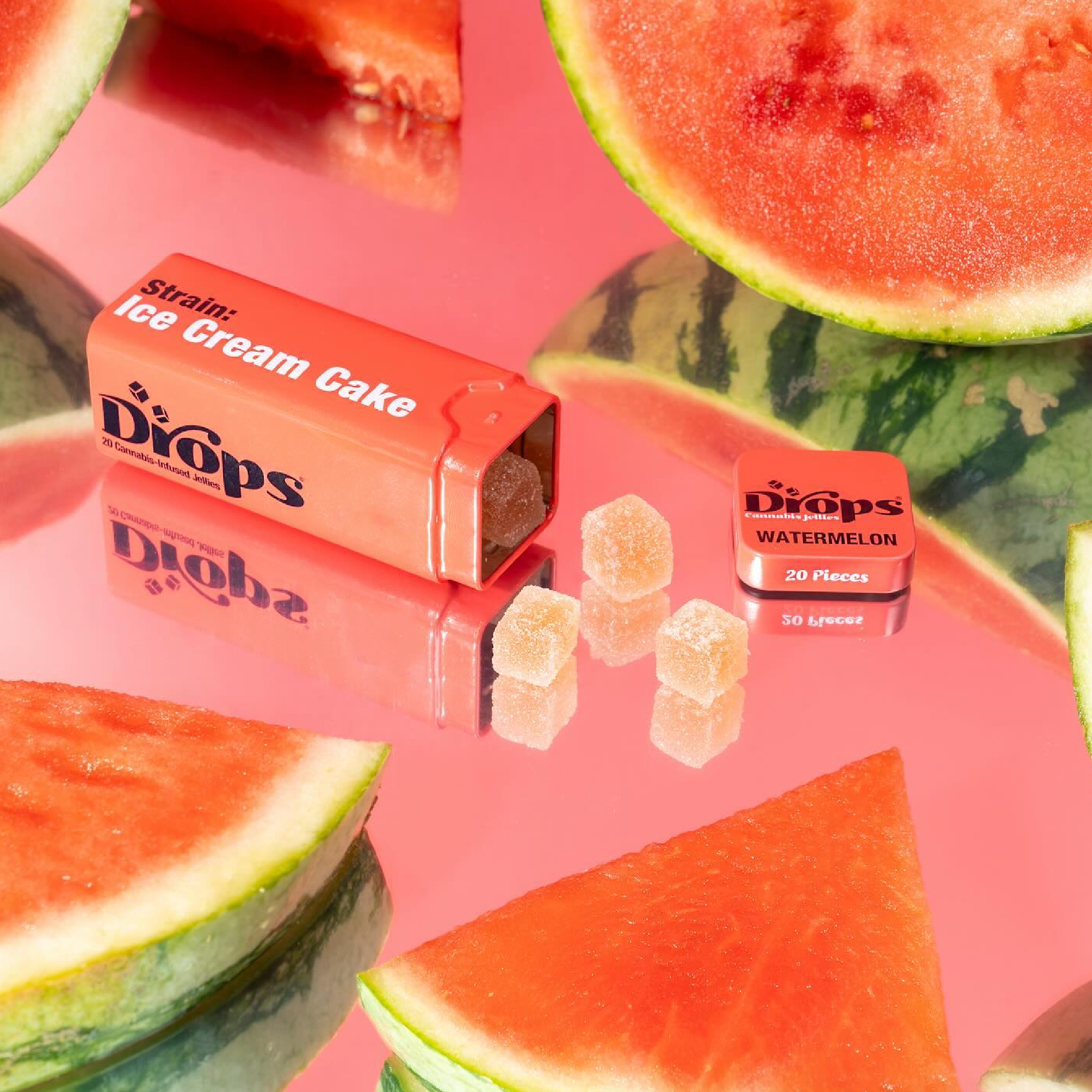 Photograph of product: Chill Watermelon Solventless Live Rosin Gummies 20pk 100mg Drops R-33