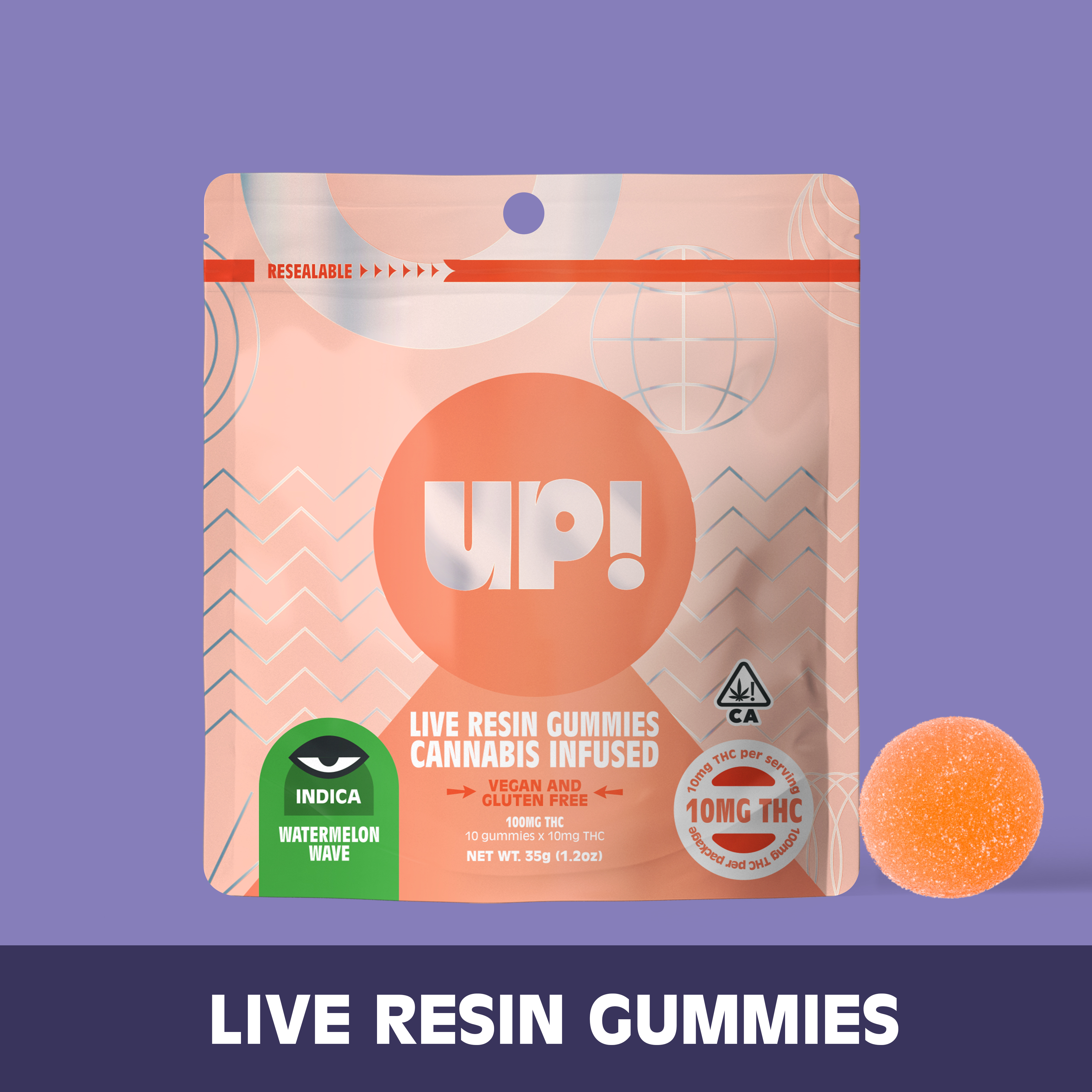 Photograph of product: UP! - Watermelon Wave (Oui'd) Live Resin Edible 100mg