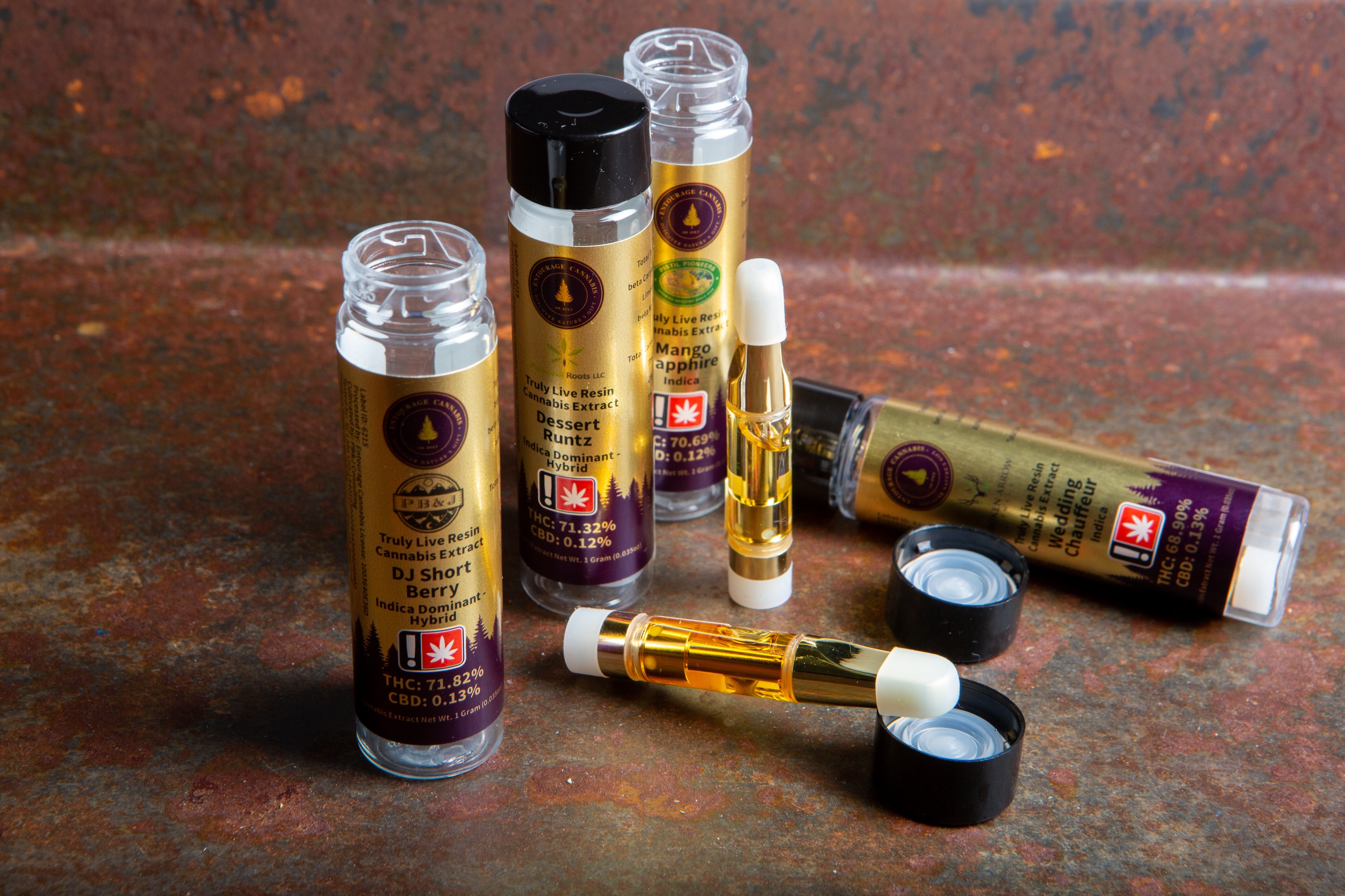 Photograph of product: Entourage Live Rosin Papaya Juice Cartridge