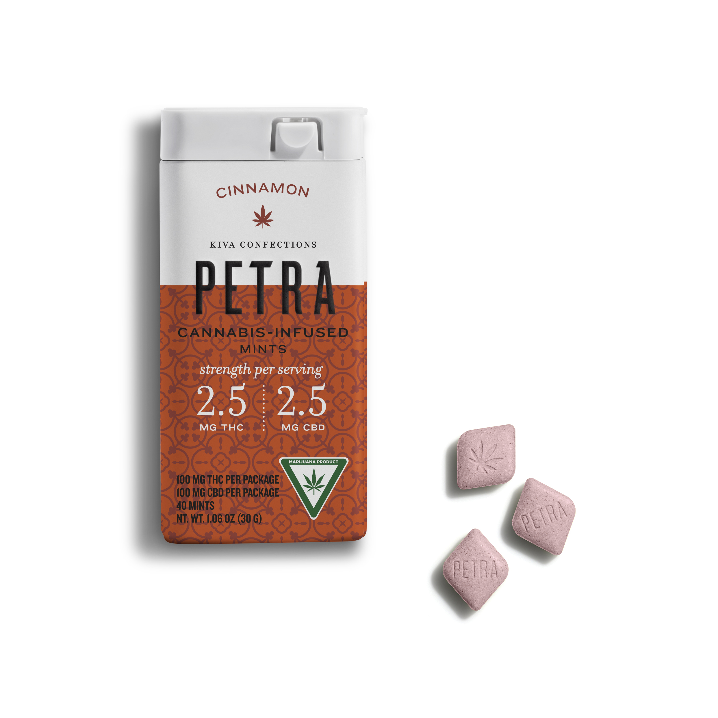 Photograph of product: PETRA SAIGON CINNAMON MINTS 1:1 (TH-oui:CBD) 100MG