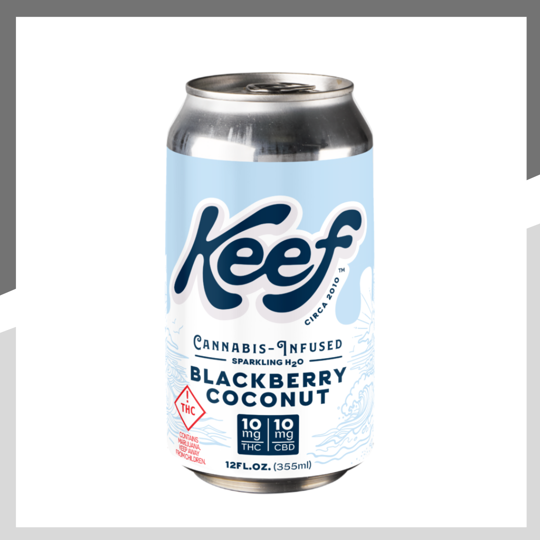Photograph of product: 1:1 CBD:THC Keef Sparkling Blackberry Coconut | Drinks | Each | 10mg