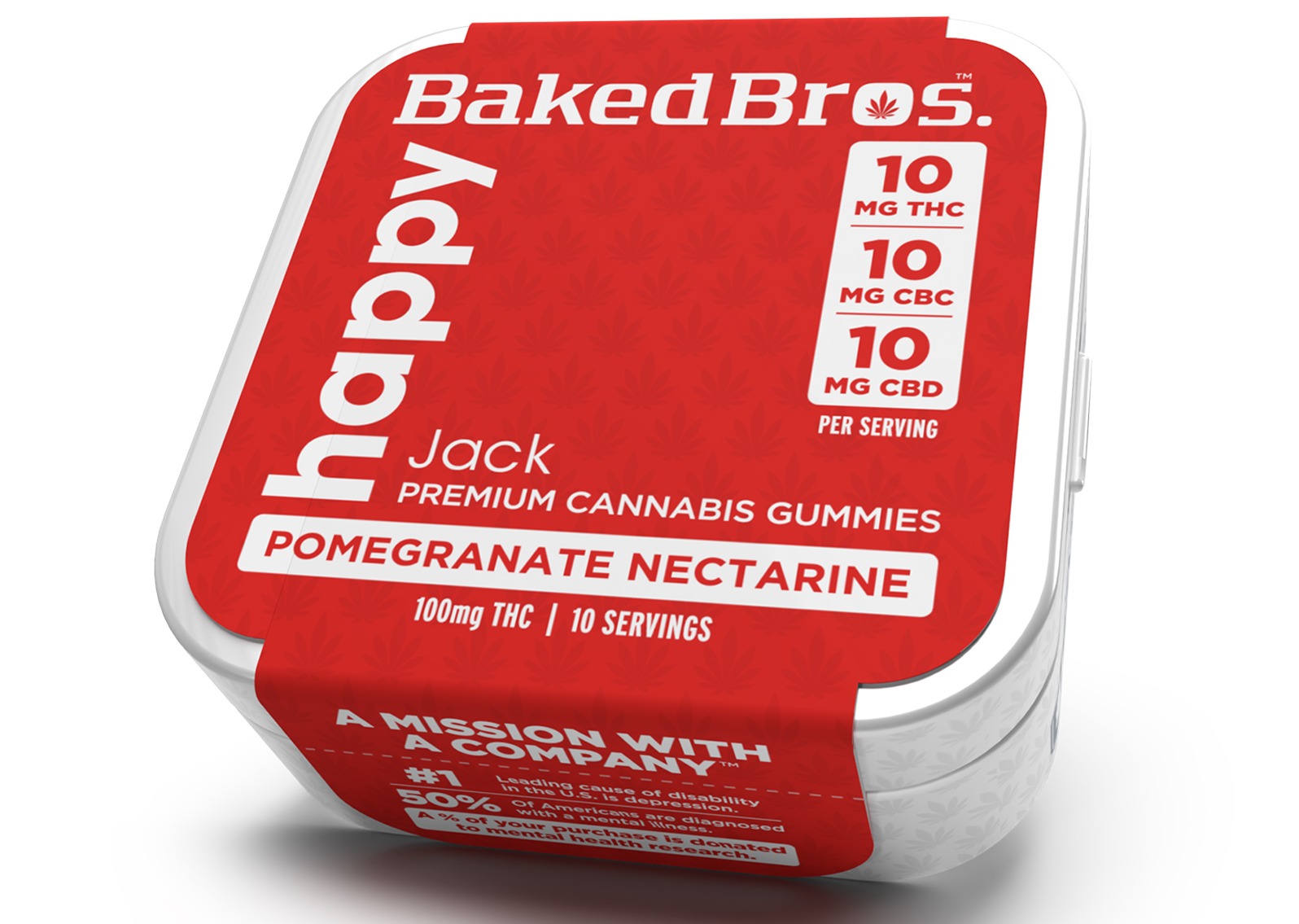 Photograph of product: Baked Bros | 1:1:1 Happy Pomegranate Nectarine Gummies 100mg