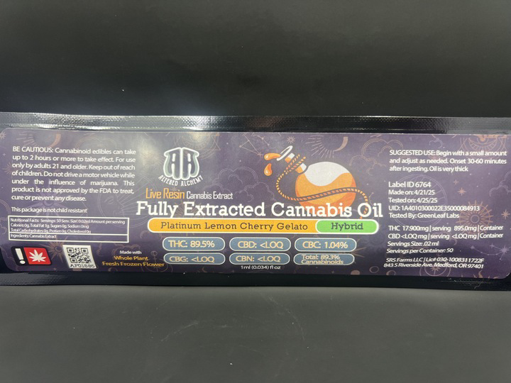 Photograph of product: FECO 1g Platinum Lemon Cherry Gelato (Altered Alchemy)