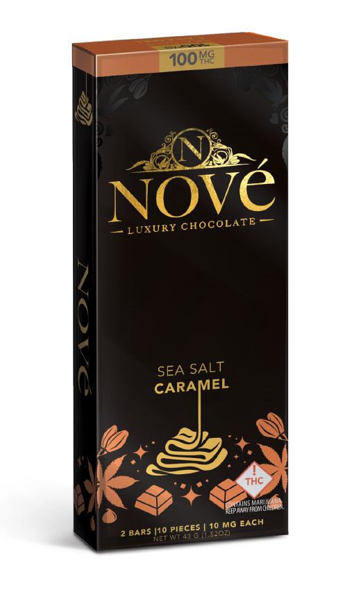 Photograph of product: Nove Sea Salt Caramel Milk Chocolate Bar 100mg