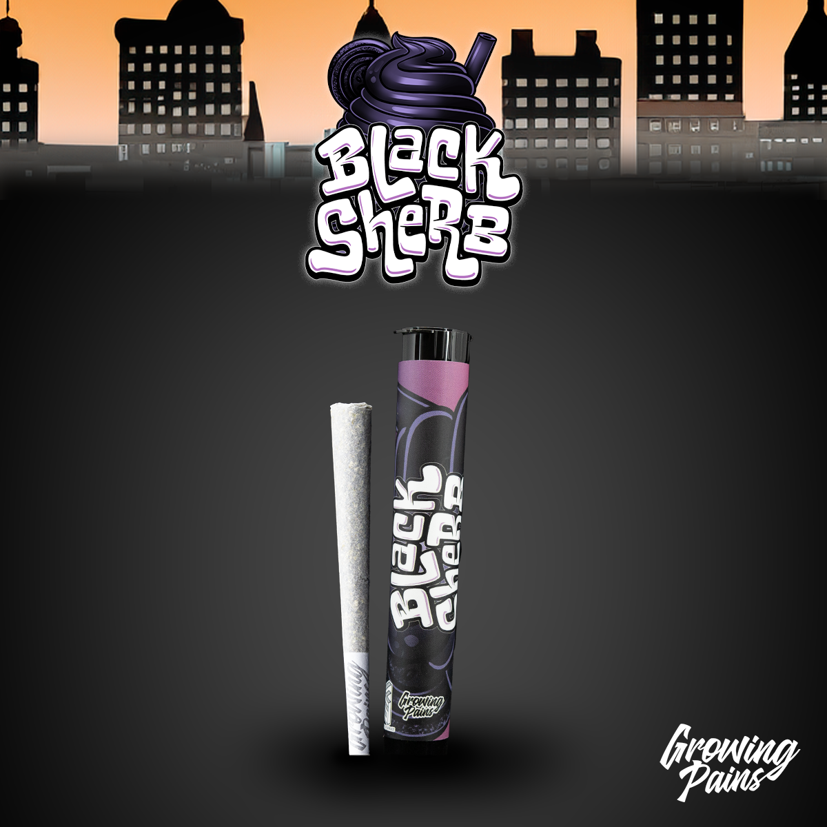 Photograph of product: Growing Pains - Black Sherb Pre-Roll 1g