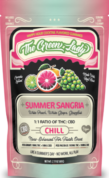 Photograph of product: The Green Lady | Summer Sangria | Gummies | 10 Pack | 100MG