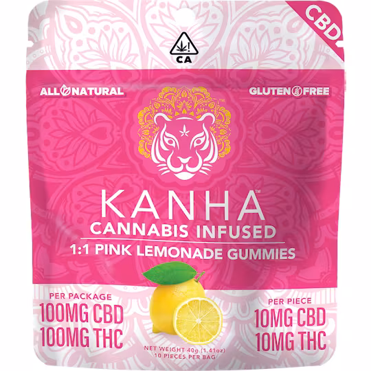Photograph of product: PINK LEMONADE | 1:1 | CBD : THC | 100MG
