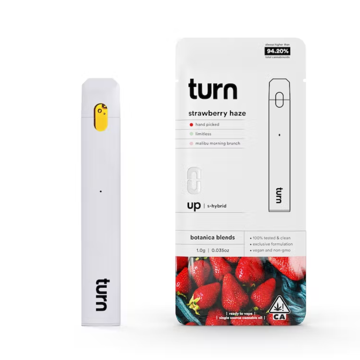 Photograph of product: Turn Up Strawberry Haze Oui'd Hybrid AIO 1g