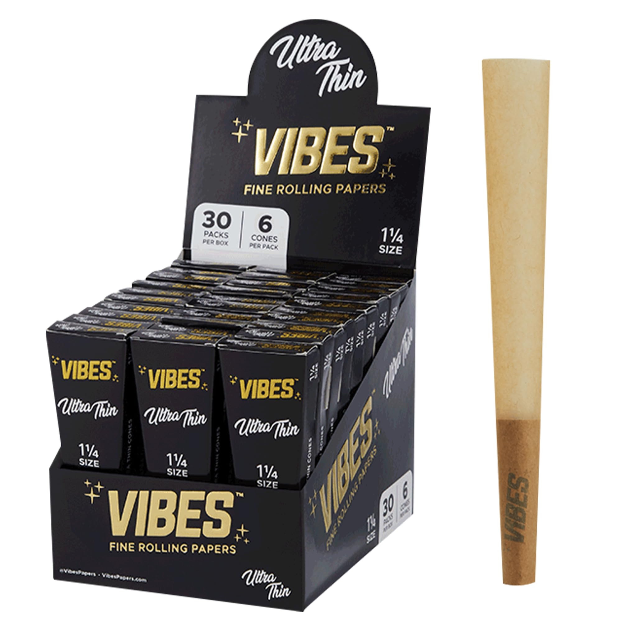 Photograph of product: Vibes 1 1/4 Black Cones 6pk | Para