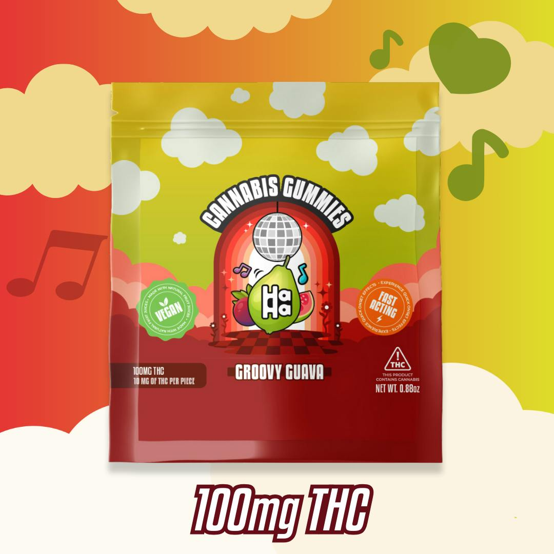 Photograph of product: Groovy Guava Gummies 100mg (10-Pack | 10mg Each)