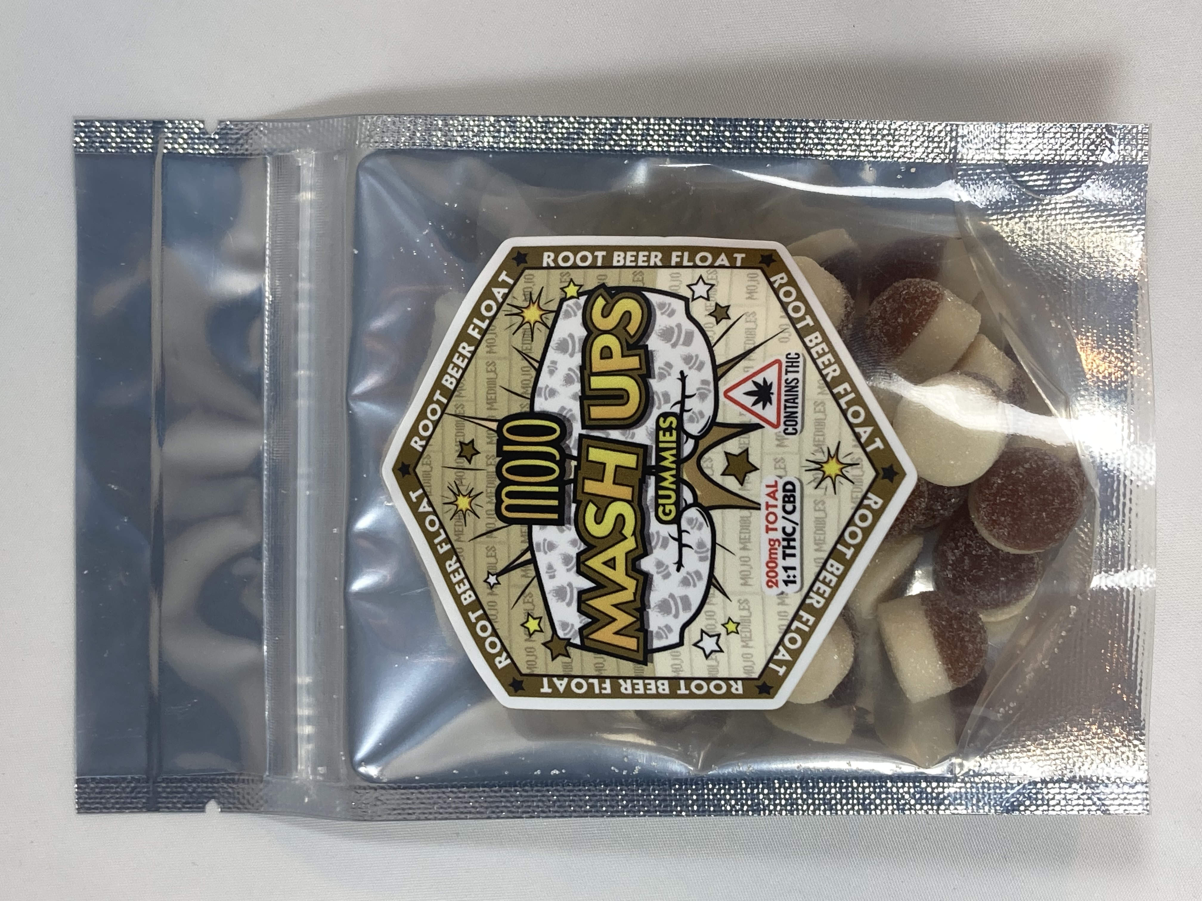 Photograph of product: Gummies. Root Beer. 1:1 200mg. Mojo Kitchen