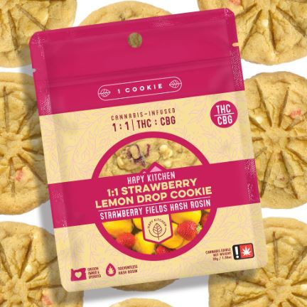 Photograph of product: Hapy Kitchen | Strawberry Lemon Drop 1:1 CBG au chocolat Rosin Cookie | 100mg