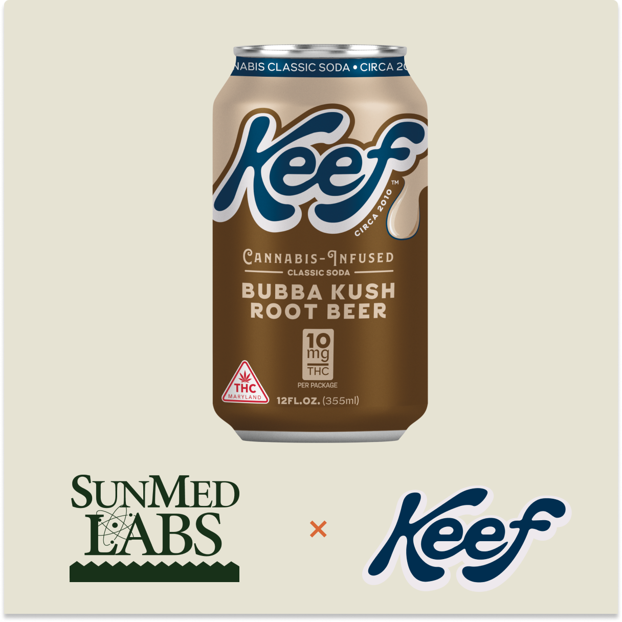 Photograph of product: Keef: Bubba Kush Root Beer 10mg Infused Soda (12 oz.)