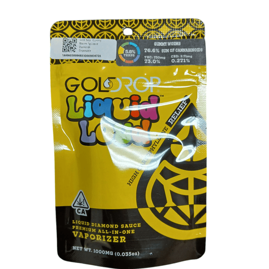 Photograph of product: Gold Drop - Gummy Worms 1g Liquid Diamonds Disposable - 