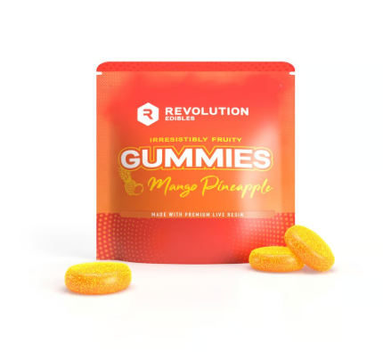 Photograph of product: REVOLUTION - MANGO PINEAPPLE LIVE RESIN GUMMIES (10PK) (100MG) (I)
