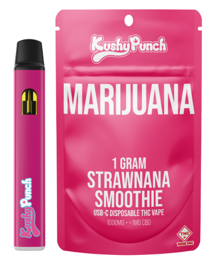 Photograph of product: KUSHY PUNCH 1G STRAWNANA SMOOTHIE DISPOSABLE CARTRIDGE
