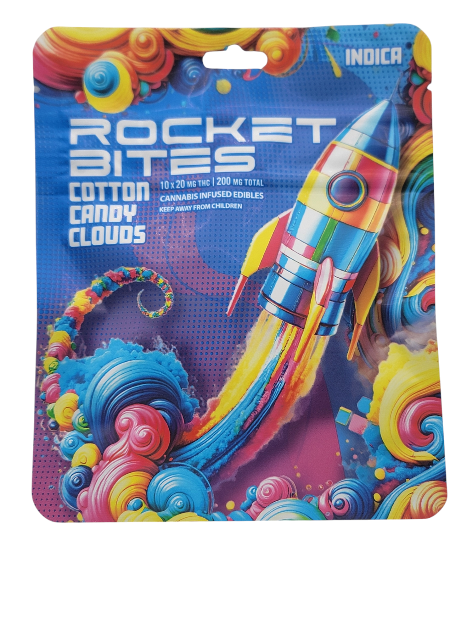 Photograph of product: Rocket Bites Cotton Candy Clouds Gummies 200mg Rec