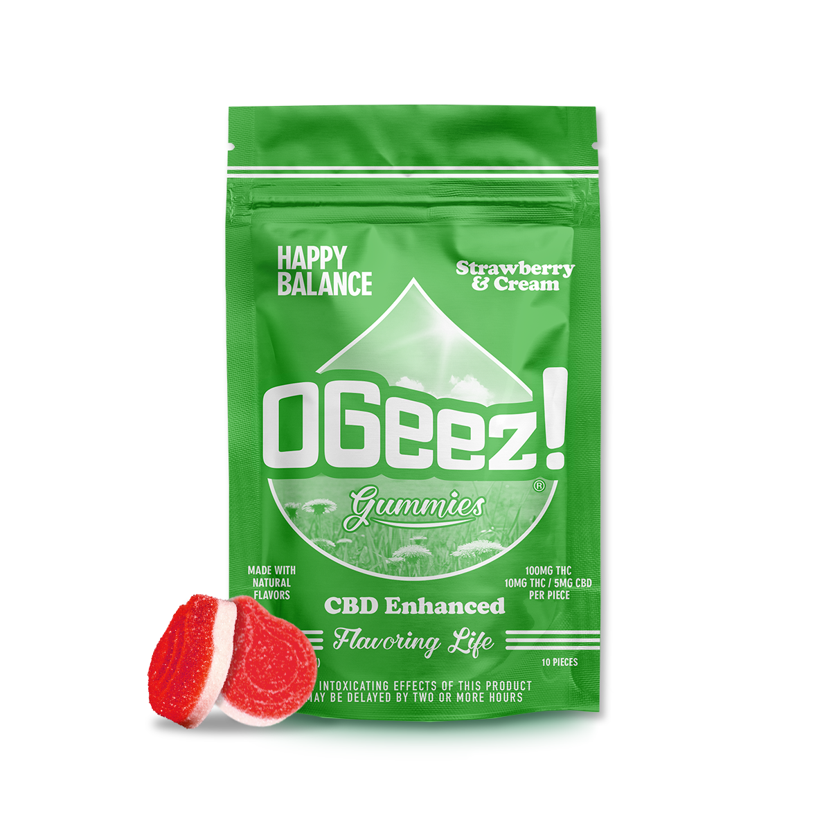 Photograph of product: Strawberries and Cream | Happy Balance 1:1 TH-oui:CBD | Gummies | 100mg