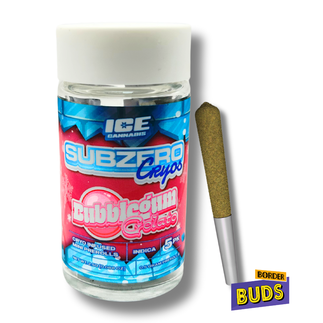 Photograph of product: Bubblegum OG | Ice Oui'd | .5g x 5 | Cryo Infused Pre-Roll Pack