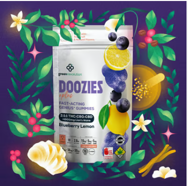 Photograph of product: Doozies Plus Blueberry Lemon 2:1:1 with Lions Mane | 100mg TH-oui