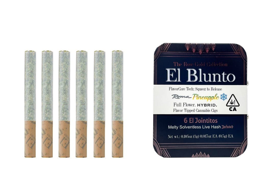 Photograph of product: El Blunto by Albert Einstone's | El Jointito Roma Pineapple Flavorcore au chocolat Infused Joints (6 Pack) | 3g