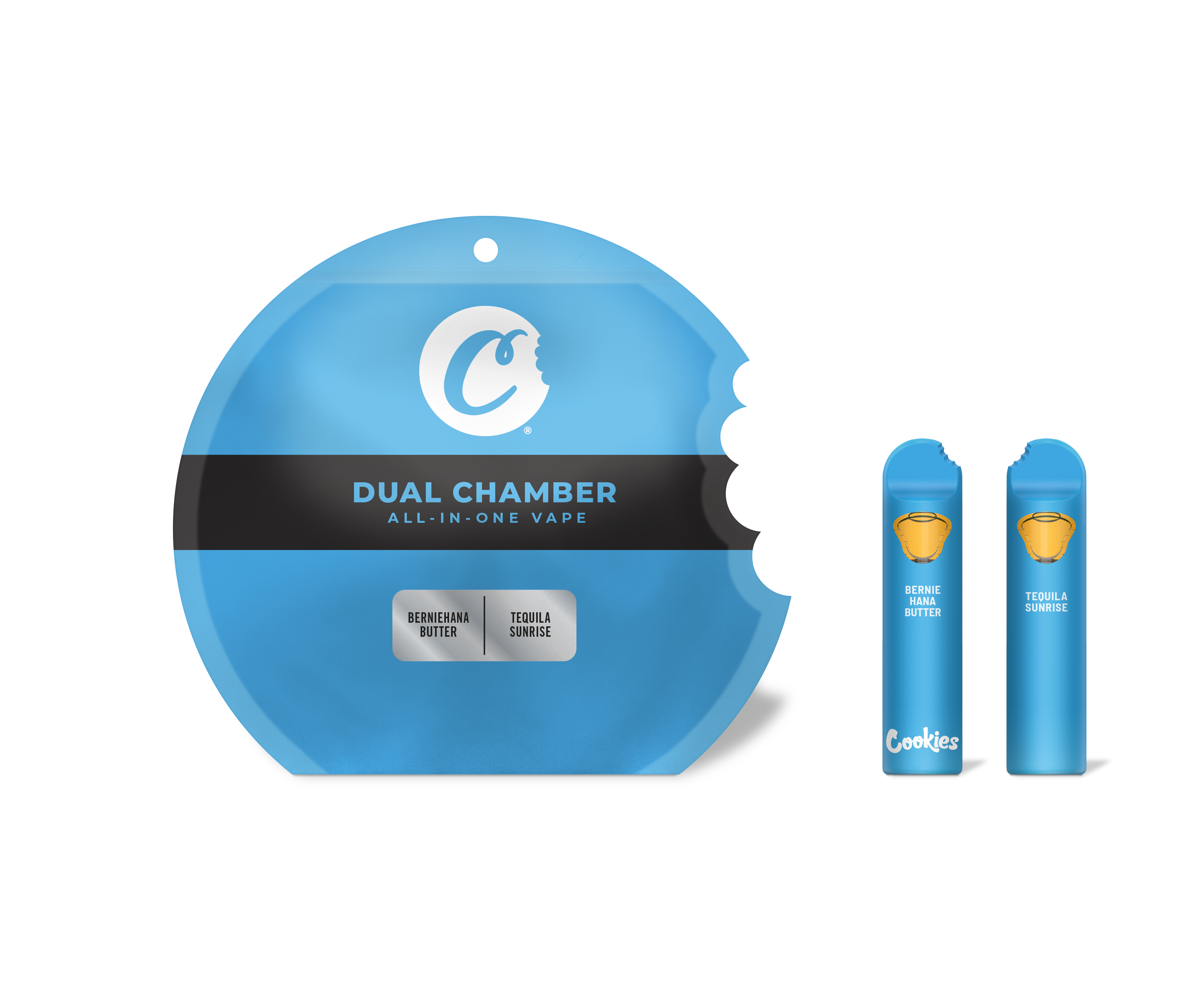 Photograph of product: cookies | Berniehana Butter/ Tequila Sunrise | 1g dual chamber cartridge | 2 x