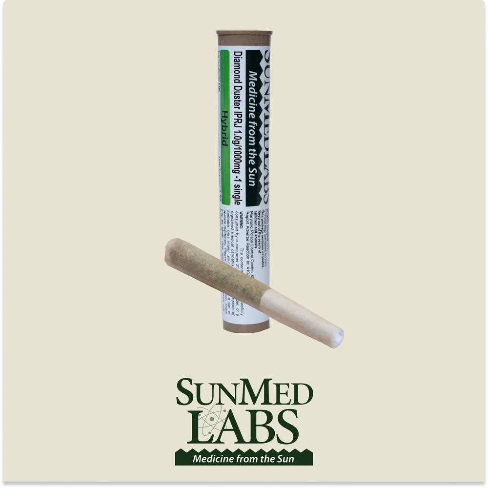 Photograph of product: GMO x Sour Diesel Diamond Duster Infused Preroll 1g
