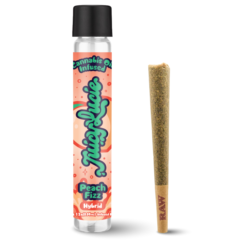 Photograph of product: Juicy Lucie | Peach Fizz Infused Pre-Roll | 1.2g