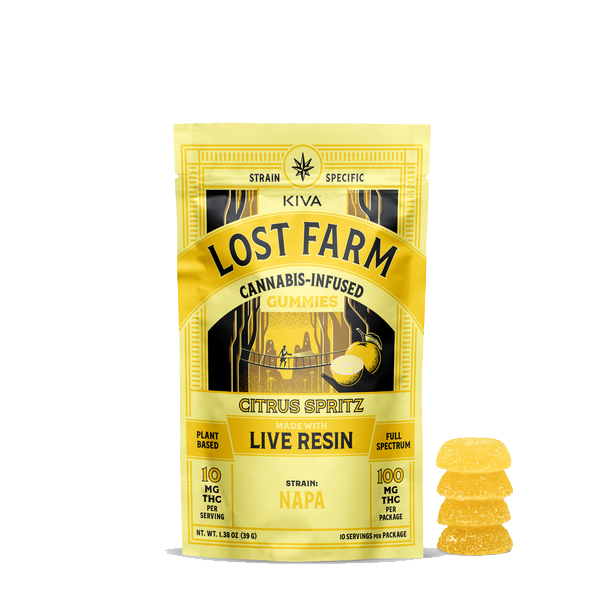 Photograph of product: Lost farms 10mg Citrus Spritz x Napa Live Resin Gummies