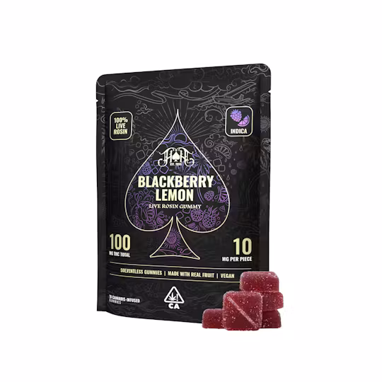 Photograph of product: HEAVY HITTERS | LIVE ROSIN GUMMIES | BLACKBERRY LEMON | 5PK 100MG