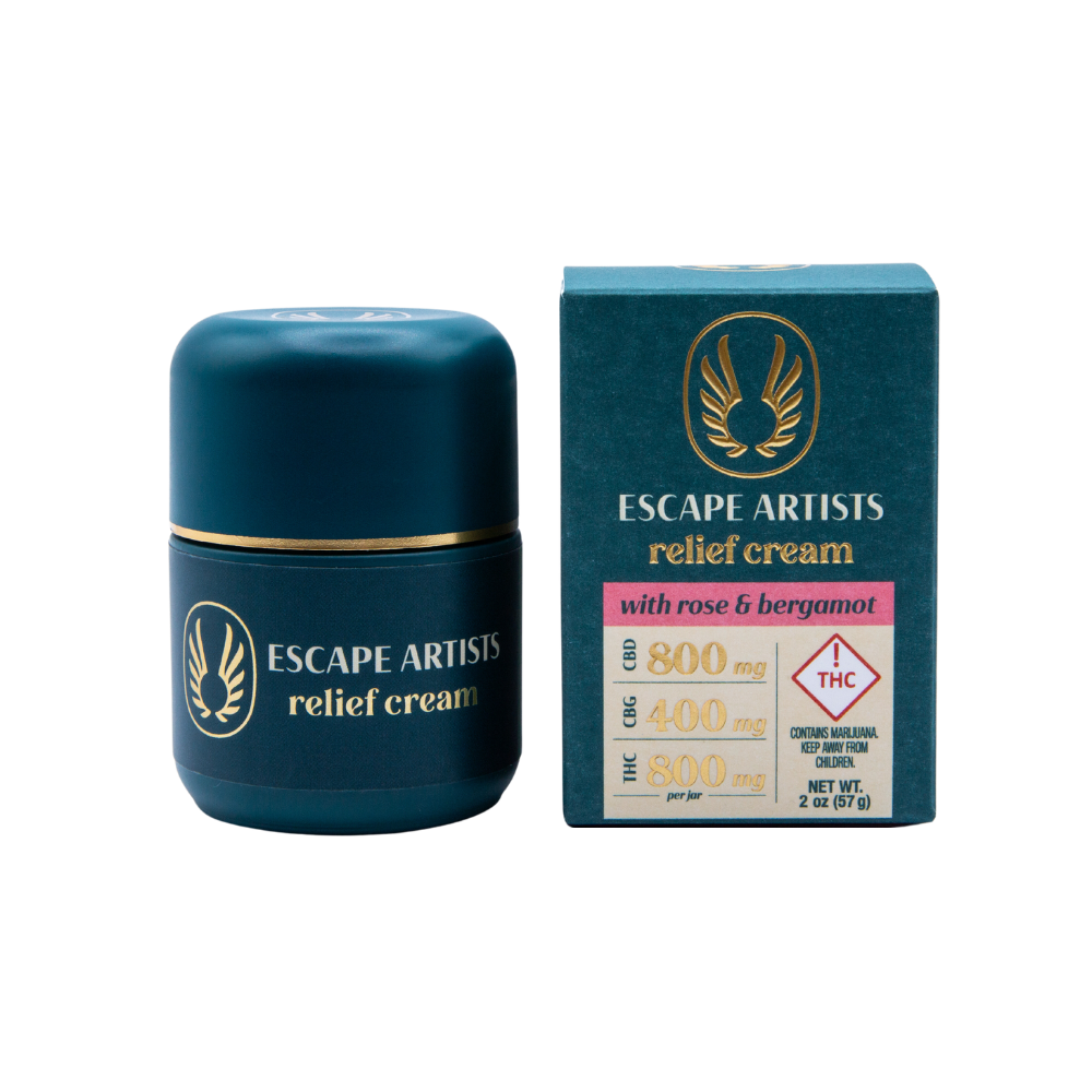 Photograph of product: Escape Artists Relief Cream Rose & Bergamot 2:1:2 800mg