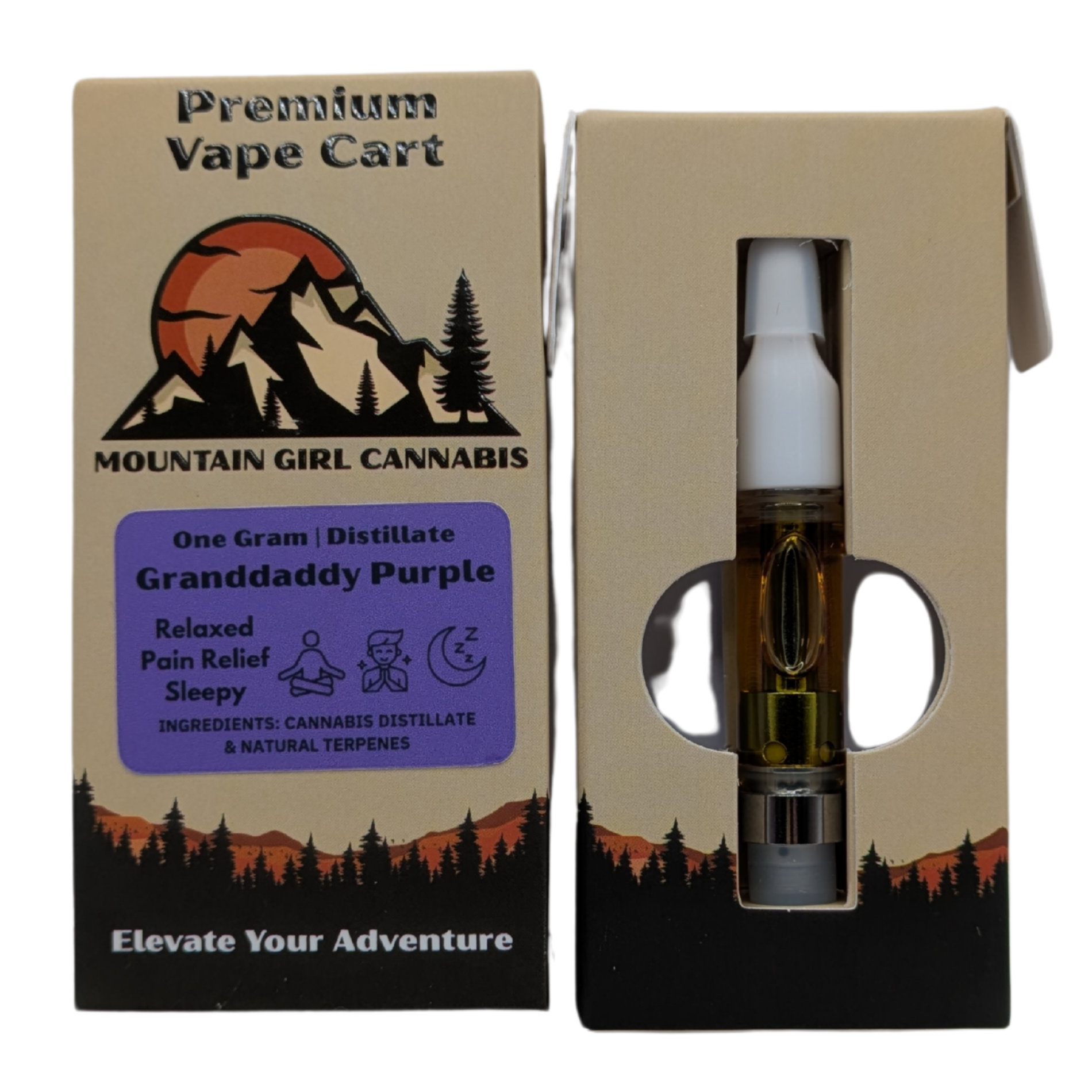 Photograph of product: Grandaddy Purple | 1g Distillate Cartridge |
